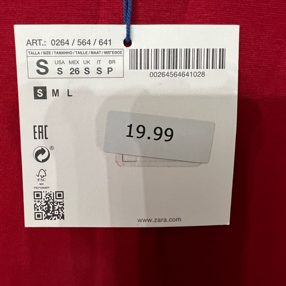 ❤️NWT❤️Zara Red Drop Waist Short Sleeve Dress Size Small - Picture 3 of 4